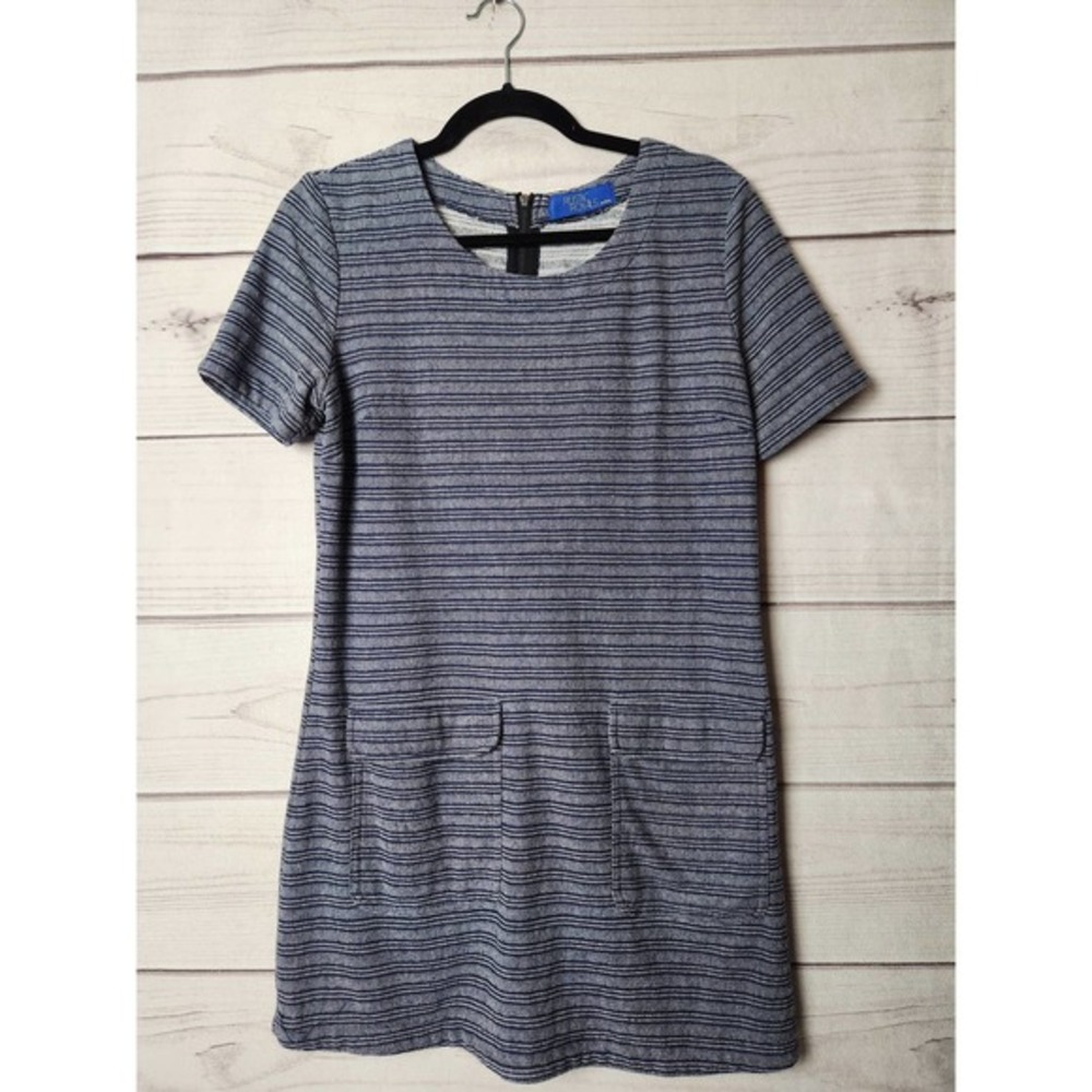 Rustic Royals Womens Striped A-Line Dress Pockets Pullover Navy‎ Size Medium